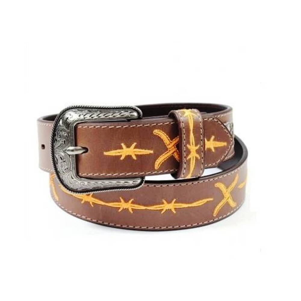 NEW TWISTED X men's leather logo belt in brown/orange